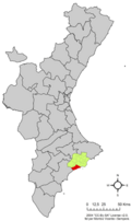 Localització de la Vila Joiosa respecte del País Valencià